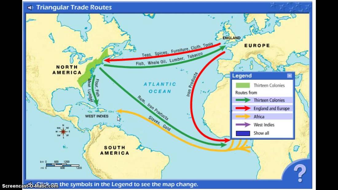 triangle trade route and goods